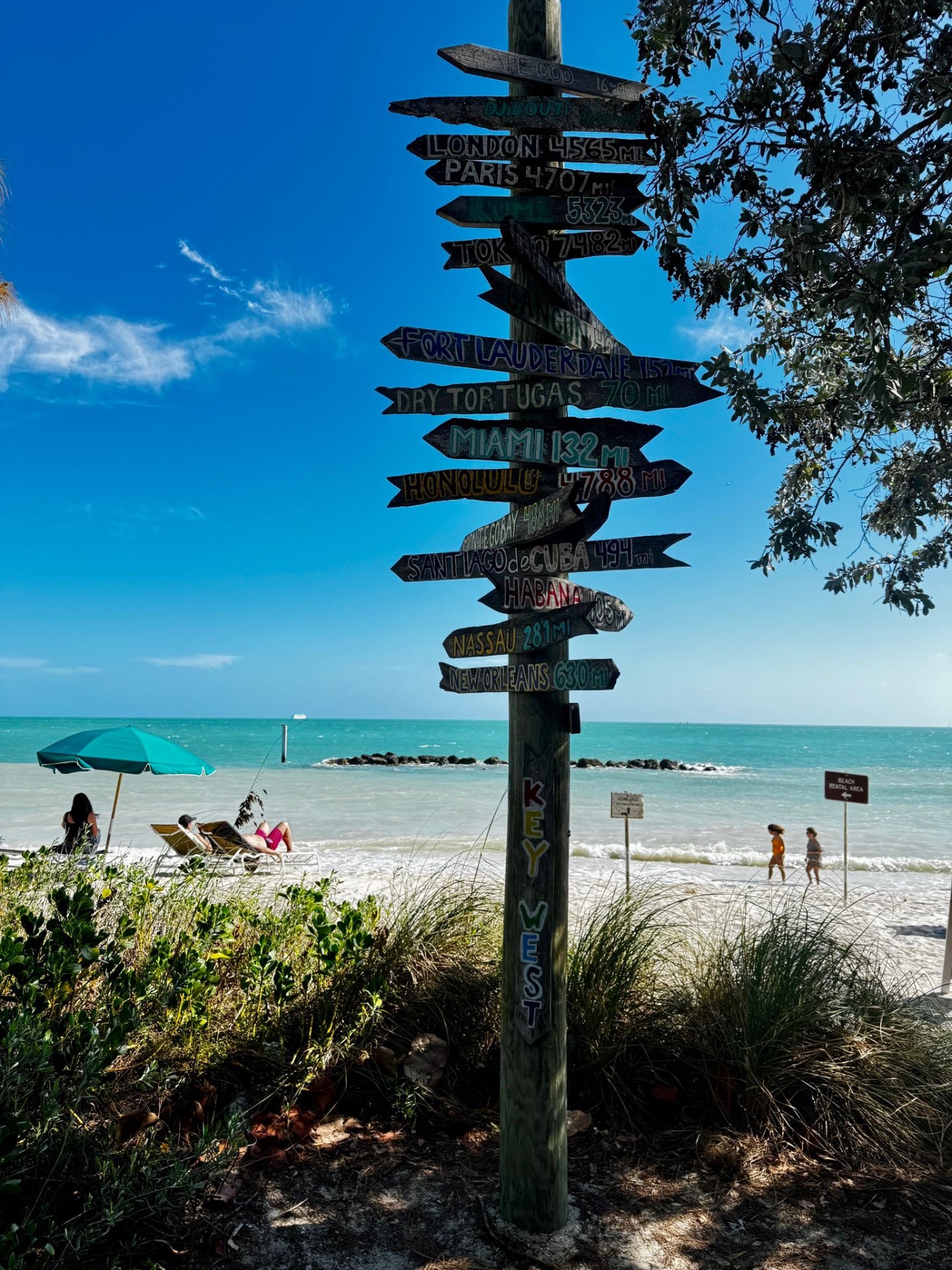 שלט יעדים על חוף Key West